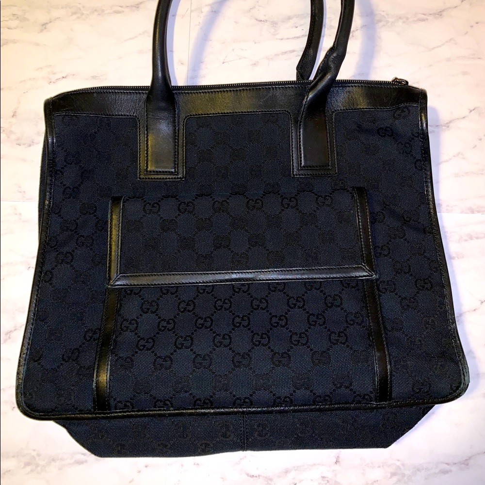 Black Gucci Monogram Tote-Older Style